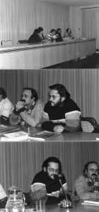 1984. Acto de la Asociación para la Música Popular, junto a Fernando Lucini, Álvaro Feito y Antonio Gómez